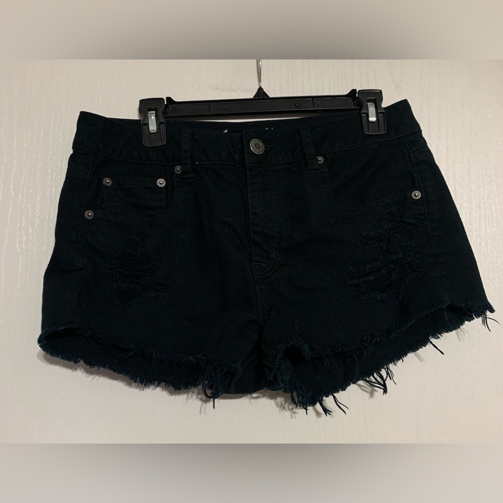 American Eagle Black Distressed Jean Shorts